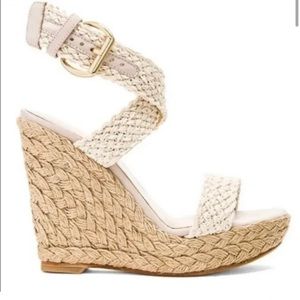 Stuart Weitzman Alex Wedge Sandals in Ivory  Woven Espadrille